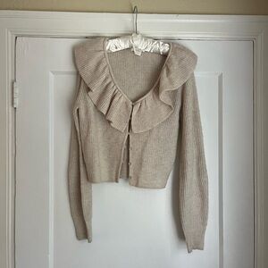 H&M Super Soft Oatmeal Frill Cardigan Sweater S
